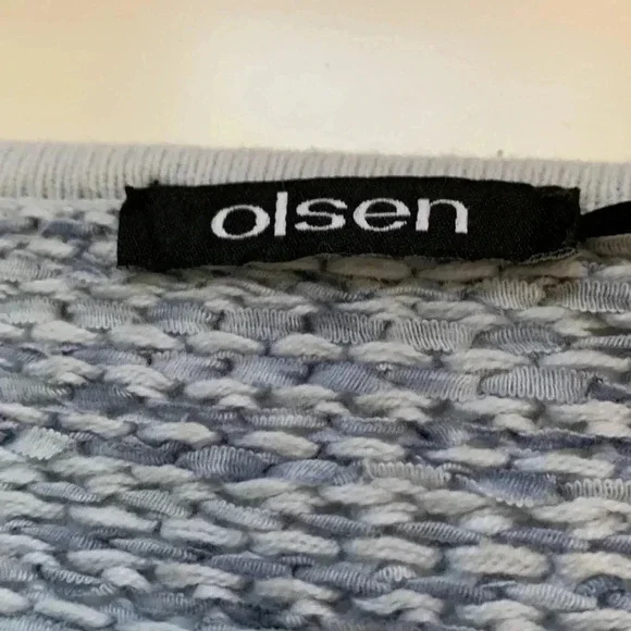 Olsen two-tone  blue knit cardigan, medium weight, cotton & polyester - Picture 4 of 11